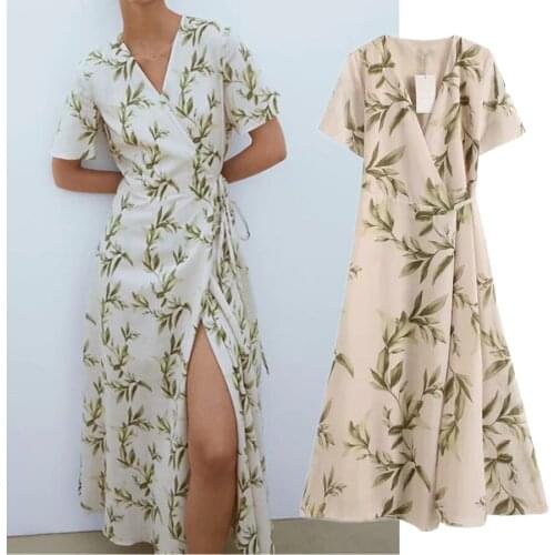 Jenny&Dave Long Dresses Summer Dress Women Vestidos England Indie Folk Vintage Tropical Printing V-neck Sashes Party Dress Women