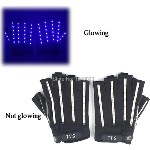 High grade 6 Colors Available 1pair(2pcs) Led Luminous Gloves LED Light up Gloves Glow Party Glowing Gloves Stage Show Props