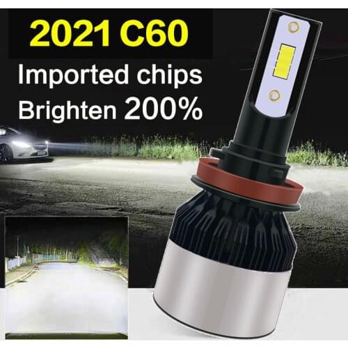 1 Pair C60 LED Car Headlight Auto LED Fog Lamp H4 H1 H7 H8 H11 H16 9005 HB3 9006 HB4 9012 6000K