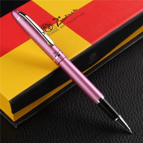 1PC Luxury Silver Clip Rollerball Pen High-end Gift Writing Stationery Pimio 608 Metal 0.5mm Black Ink Sign Pens with a Gift Box