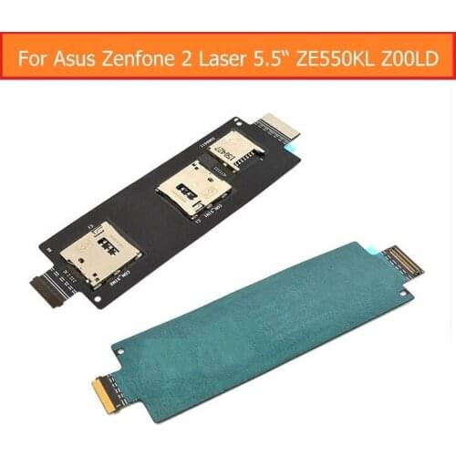 100% Genuine Sim card reader holder contactor flex For Asus zenfone 2 Laser ZE550kL ZE551kL Z00LD replacement slot tray module