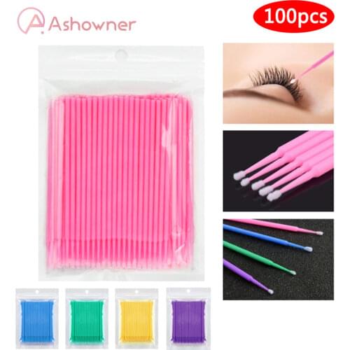 100pcs Disposable Cotton Swab Eyelash Extension tool Make Up Mascara Applicator eye Lash Glue Cleaning Brushes Applicator Sticks