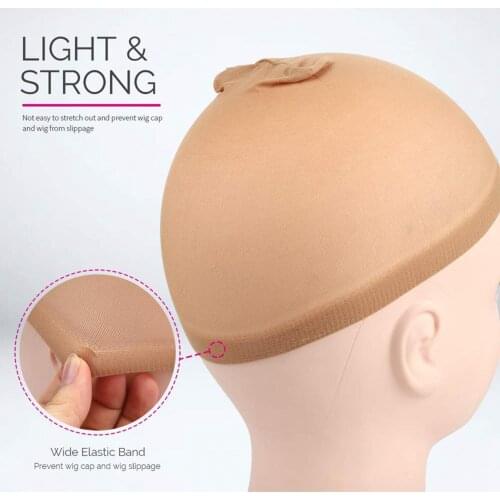 2Pcs Wig Liner Cap Cover Mesh Hair One-end Faux Silk Net Hat Hairpiece Accessory