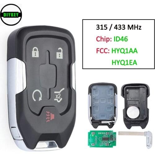 DIYKEY 5 Button HYQ1EA HYQ1AA 315MHz 433MHz Car Key Remote Fob for GMC Acadia Terrain 2017 2018 2019 2020 P/N: 13584502 13508275