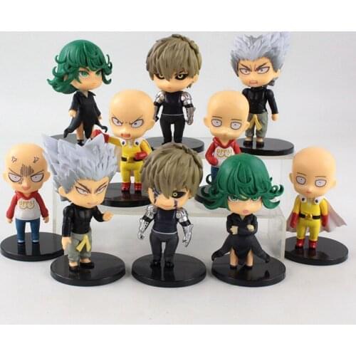 5pcs/set 9.5-10.5cm One Punch Man Figure Toys Saitama Genos Tatsumaki Garou PVC Cartoon Q Version Statue Model Dolls