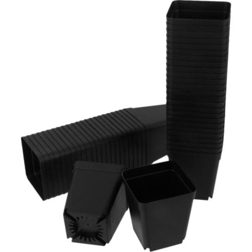 Pack 50pcs Black Plastic Mini Flower Pots Nursery Planter Containers Holder 7cm*7cm