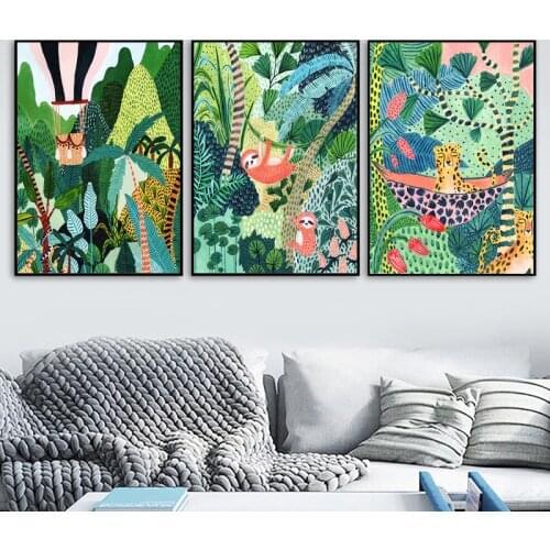 Abstract Fashion Vintage Girl Leopard Forest Wall Art Canvas Painting Nordic Posters Prints Wall Picture For Living Room Decor