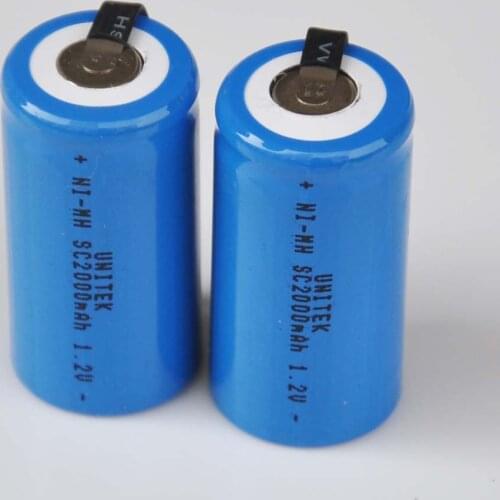 2-5PCS 1.2V Ni-Mh SC rechargeable battery 2000mah Sub C ni mh cell with welding tabs for electric drill screwdriver power tools
