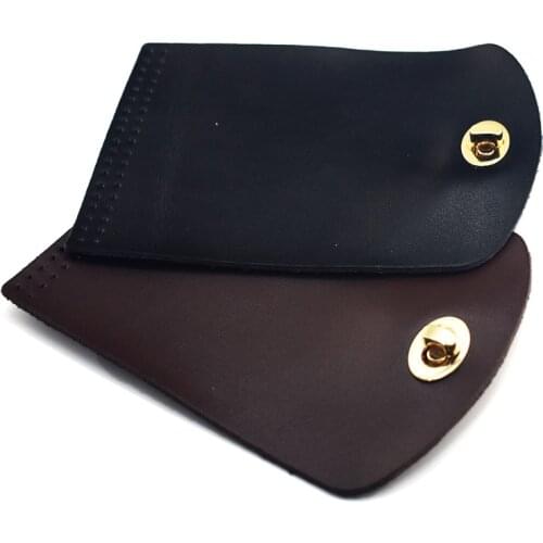 15x10cm Bag Flip Cover Leather Replacement Bag Accessories with Lock Handmade DIY Handbag Shoulder Bag Parts Black Coffee KZ0096
