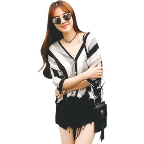 Женские рубашки в полоску COCKCON China At AliExpress