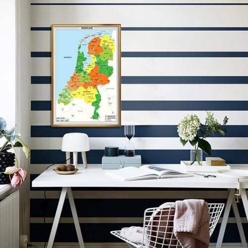 Canvas Poster Dutch Series Netherlands Map 42*59cm Bright Color Wall Painting Home Decoration for Education School Supplies