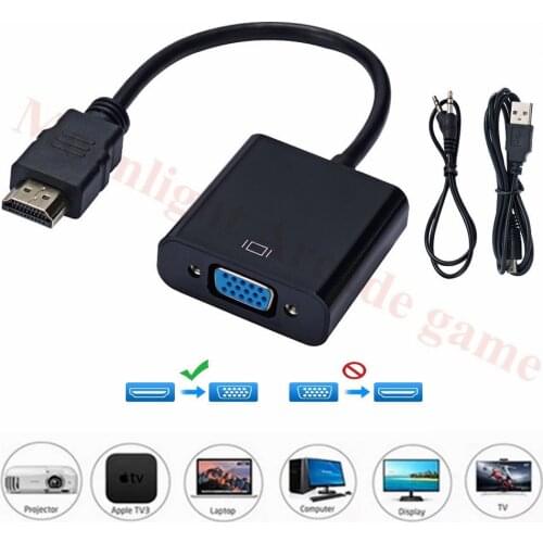 HD 1080P HDMI-compatible to VGA adapter converter cable For Xbox PS4 PC laptop TV box to projector display HDTV