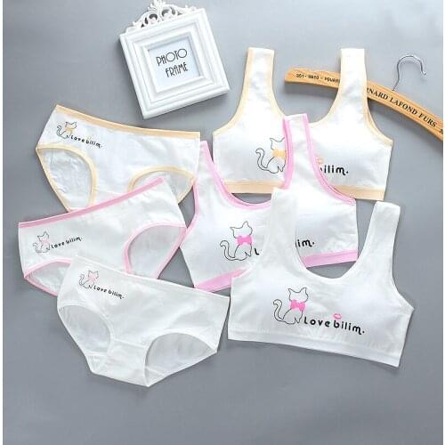 Girls bra set pure cotton training bra period vest underwear childrens bra all cotton summer breathable