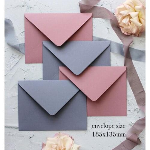 100pcs/lot Dust Blue Rose Pink Wedding Invitation Envelope 185x135mm