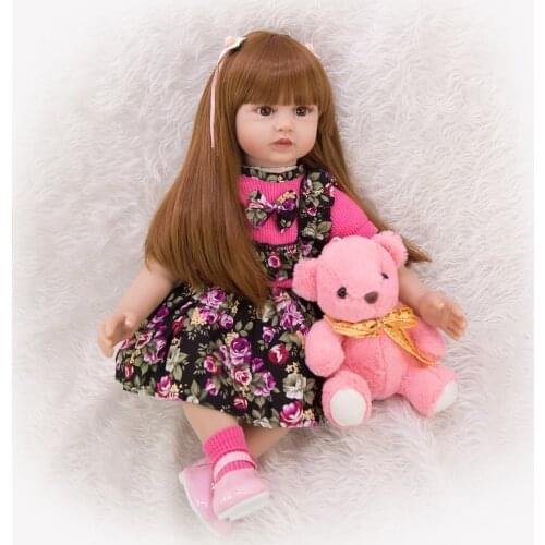 60CM Reborn Baby Doll Menina Silicone Princess Doll Lifelike bebe reborn toddler Long Hair Realistic Baby Toy Gift