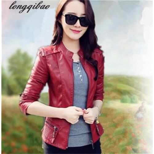 2017 spring and autumn new womens short paragraph womens PU jacket Slim locomotive small jacket TB7020