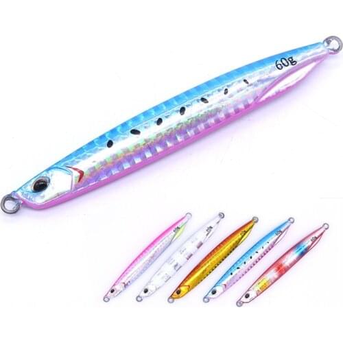 CASTFUN Drag Metal Super Slim Jigging 40g 60g 1pc Casting Jig Metal Jig Artificial Baits Glowing Slow Jigging