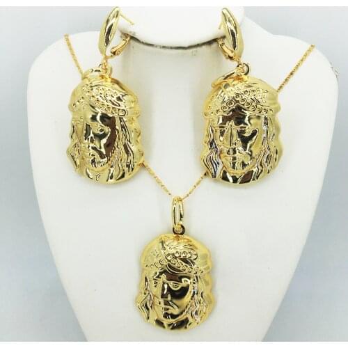 Wholesale fashion earrings/pendants/necklace 24K gold jewelry set for ladies birthday travel gift brides accessories