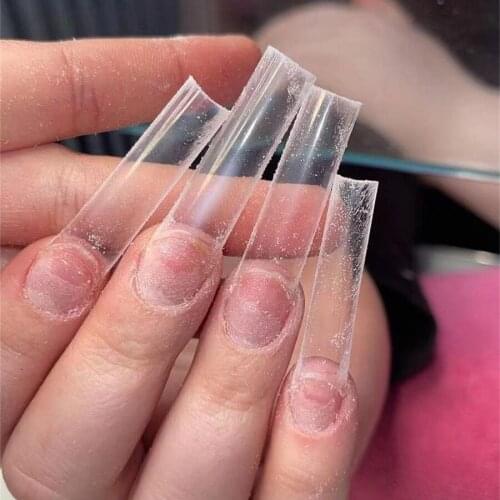 240pcs No C Curve XXL Square Straight False Nail Tips Half Cover Clear Extra Long Fake Nails