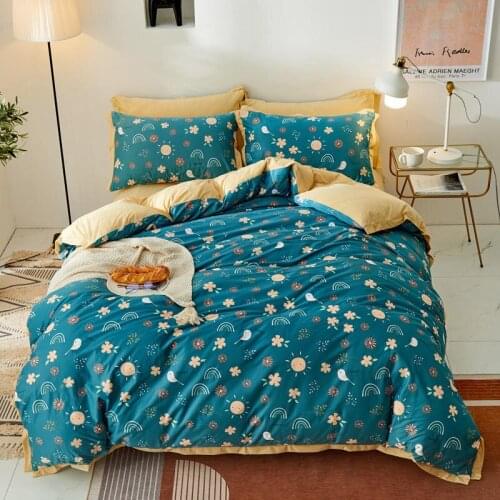 2021 new products Pastoral style Luxury Printed knitted cotton Wide edge Bedspread Bedsheet Pillowcases 4pcs