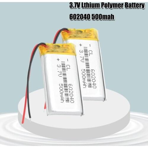 2020 New Arrival Hot High Quality 602040 3.7v 500mAh High Capacity Rechargeable Lithium Li-po Li-polymer Li Ion Battery