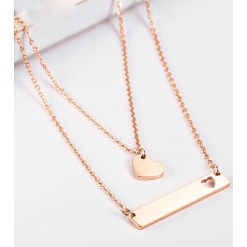 Xinxuanmei Stainless Steel Rose Gold Heart Necklace Double layer Charm Woman Vogue 2019 Jewelry Accessories Bohemian