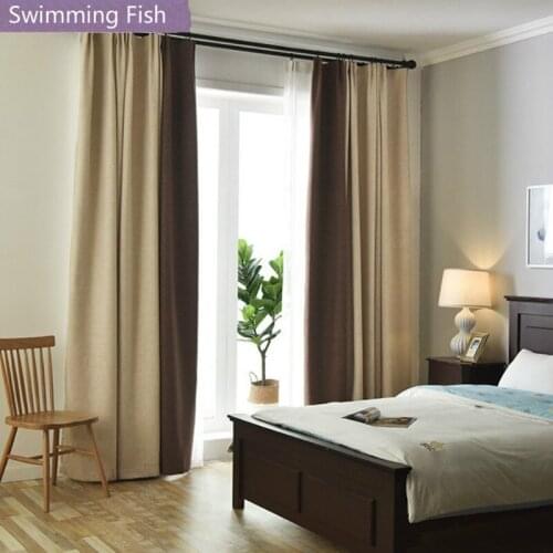 Solid Imitate Cotton Linen Curtain Cloth Curtains For Living Room Bedroom Finished Custom Blackout Blind Window Drape Hotel