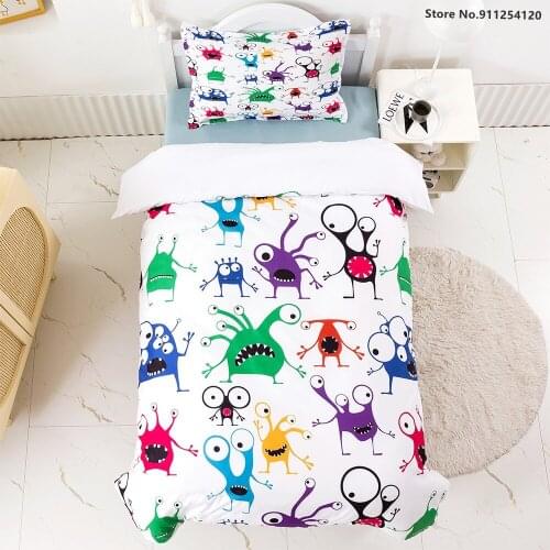 Halloween Gift Bedding Sets 2/3 Piece Little Monster Printed Cartoon Quilt Cover Single Double Queen King Size Luxury Bedding