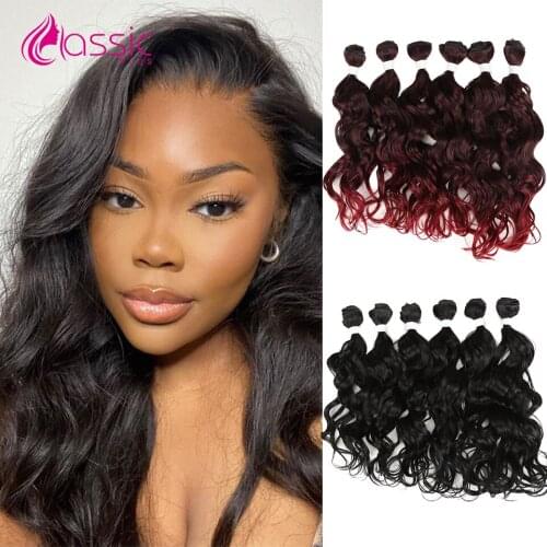 Body Wave Hair Bundles 16 18 20 Inch Synthetic Hair Extensions For Women 6 Bundles 250g Ombre Colored Hair Weaves Classic Plus
