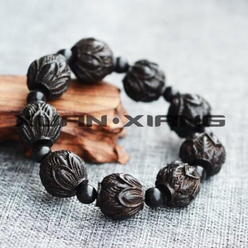 Drop Shipping Men Wood Bracelets Bangles Lotus Folwer Buddha Beads Hand String Gift for Men Women 2018 Fashion Jewelry
