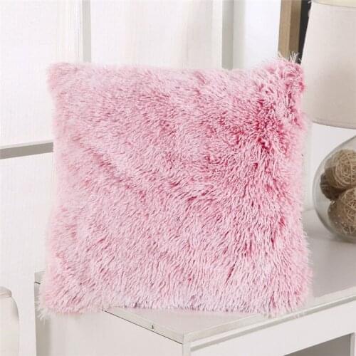 Fluffy Plush Cushion Cover Square Pillowcase Soft Comfortable Home Decor Cushion Case Sofa Chair Car Lumbar Pillow Cover