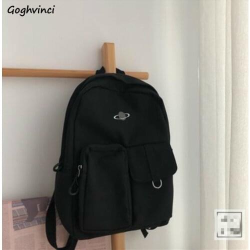 Backpacks Women Pockets Embroidery Harajuku Safari Retro Streetwear Buckles Leisure Large Capacity Fashion All-match Cool Ins BF