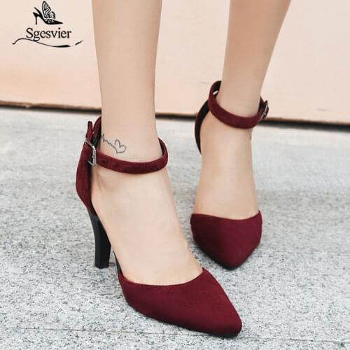 Sgesvier 2020 new arrive pointed toe pumps women shoes simple buckle summer shoes elegant party wedding shoes high heels shoes