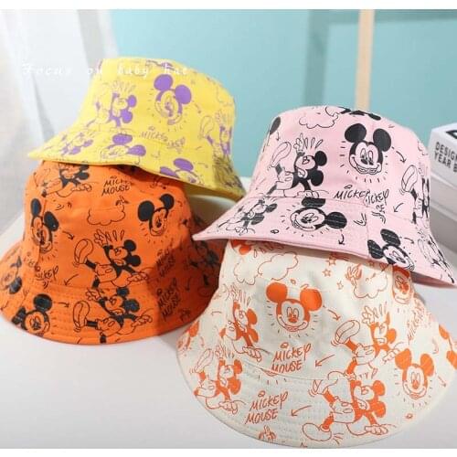Disney Mickey Cartoon Baby Hat Soft Spring Summer Kids Girl Boy Bucket Cap Outdoor Children Toddler Fisherman Beach Sun Hat