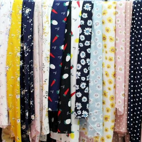 Floral Flowers Polka Dot Printed Chiffon Fabric for Quilting Tops Dress Blouse DIY No Elastic Chiffon Per Meters