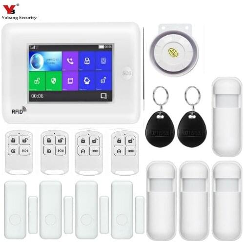 Yobang Security All Touch Screen Alexa Version 433MHz wireless WIFI GSM Smart Home Security Monitor Burglar Alarm System Kits