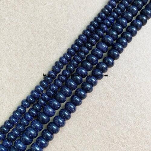 2lots more 10% off ! Natural Stone Smooth Rondelle Blue SandStone 7" Loose Beads 4X6 5X8mm Pick Size For Jewelry Making DIY