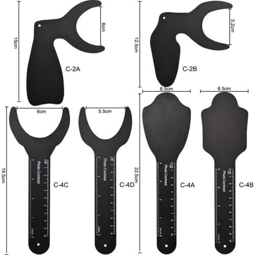 6pcs Dental Orthodontic Black Background Photo Image Contrast Board Oral Cheek Plate with Scale Mark Autoclavable Dentist Tools