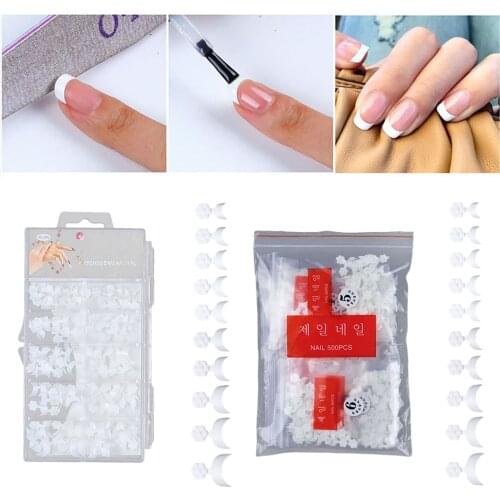 French Nail Tips Nail Form Mold White Shape Fake Nails UV Gel Quick Building Artificial Nail Tips For Home Use Salon
