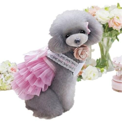 Spring and summer dress pet clothes solid color dog clothes solid color pet dress acrylic dog princess dress lady chic pet dress