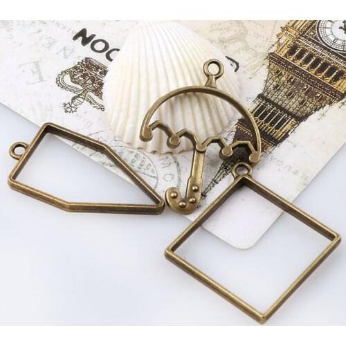 Vintage Umbrella,Rhombus Antique Bronze Metal Hollow Frame Connector Charms Pendant DIY Jewelry Findings Accessories