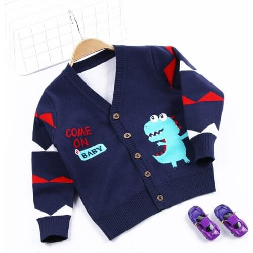 2-8T Toddler Kid Baby Boy Girl Clothes Autumn Winter Warm Top Dinosaur Cartoon Sweater Cute Sweet Knitted Cardigan Outfit