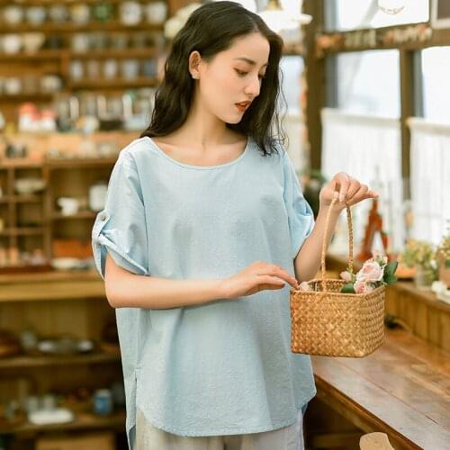 2021 New Women Summer Short Sleeved T-shirt Solid Color Loose O-Neck Short Front Back Long Casual Female Tops Drop Ship
