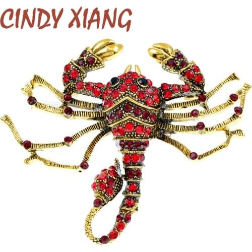 CINDY XIANG 4 Colors Available Large Rhinestone Scorpion Brooches For Women Exaggeration Vivid Animal Pin Vintage Jewelry Gifts