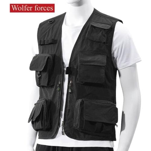 Multi Pocket Vest Mens Quick Drying Casual Breathable Vest Fishing Photography Outdoor Sleeveless Jacket Vests Waistcoats