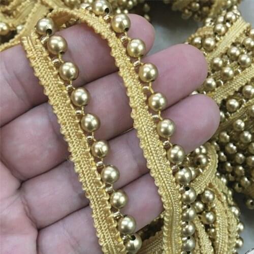 1.2cm wide golden beads single row beaded handmade diy clothes collar beaded lace headscarf decoration accessories