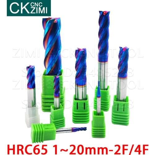 1mm-20mm 2F 4F 4Flutes HRC65 Carbide End Mill Alloy Carbide Milling Tungsten Steel Milling Cutter End Mills CNC Cutting tools