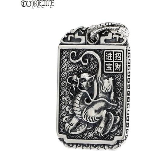 100% 925 Silver Fengshui Wealth Pixiu Pendant 925 Sterling Good Luck Pixiu Pendant Lucky Beast Pendant Necklace