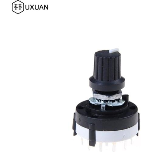 17g 4P3T Single Deck Rotary Switch Band Selector 4 Pole 3 Position with Knob Black