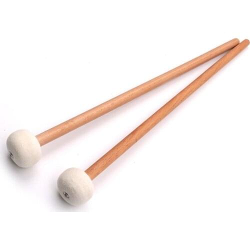2pcs Timpani Mallet Drumstick Felt Head Wood Handle Anti-slip Bass Drum Sticks Indispensable Accessory for Musical Instrument